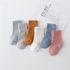 Soft Cotton Baby Socks 6 Pairs Set for Newborn Boys Girls 0-12 Months Spring Autumn Korea Style Fashion Infant Footwear