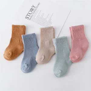 Newborn Infant Socks 6 Pairs Solid Color Soft Cotton Baby Boy Girl Socks for 0-12 Months Spring Autumn Collection