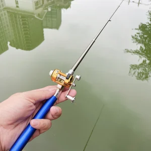 Collapsible Travel Fishing Rod and Reel Set with Aluminum and Fiberglass Construction