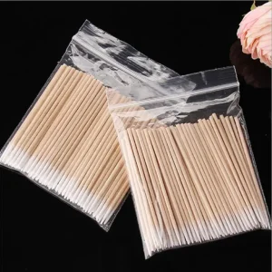 100PCS 7cm Wooden Handle Cotton Swab Makeup Beauty Eyebrow Tattoo Nail Color Correction Pointed Tip Tool