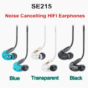 High Fidelity SE215 In Ear Noise Canceling Earphones with Detachable Cable and Carrying Case