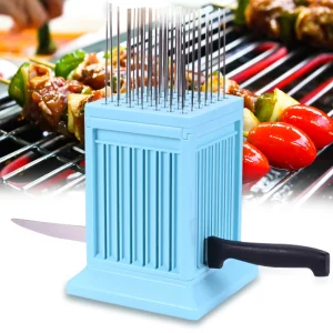 Portable Barbecue Skewer Box with 49 Holes – Perfect for Outdoor and Indoor Use – Labor Saving and Time Efficient