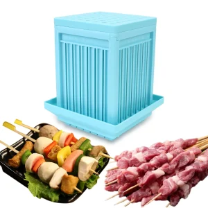 Multi-Functional Barbecue Accessory – 49 Hole Skewer Box Machine for Beef Pork Vegetables and Fruits – Durable and Easy to Clean