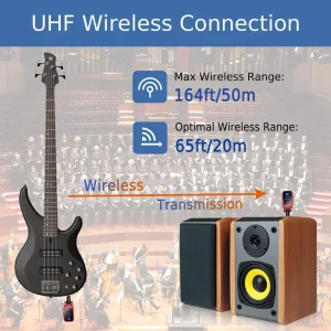 Upgraded Wireless Guitar System with Multiple Pairing, 270° Rotatable Plug and 6.35mm Jack for Pro Audio and Electric Instruments