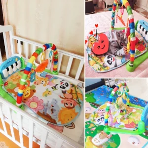 Baby Musical Playmat with Fitness Frame and Multiple Nursery Rhymes for Crawling and Playing