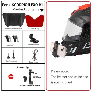 Scorpion Exo R1 Helmet Chin Mount Adapter for GoPro Hero Insta360 DJI Action Camera with Customized Aluminium Design