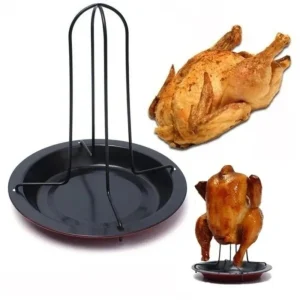 Premium Non-Stick ChickenRoaster Rack BBQ Baking Pan Grilling Tool with Detachable Bowl for Indoor Outdoor Home Barbecue Cooking