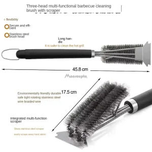 Premium Stainless Steel Bristle Barbecue Grill Brush for Efficient Cleaning and Maintenance