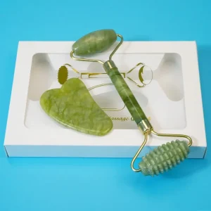 Authentic Anti-Wrinkle Jade Facial Roller for Skin Tightening and Lifting, Gua Sha Beauty Tool