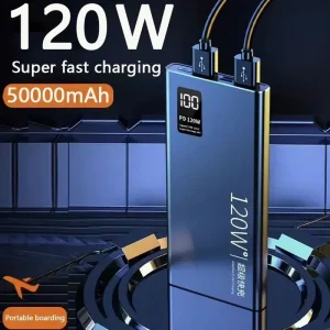 Long-Lasting 50000mAh Power Bank with 120W Fast Charging for iPhone, Samsung, Huawei, and Other Smart Devices