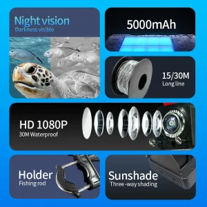 Underwater Fishing Camera with 220° Wide Angle Lens and 100% Waterproof Design for Observing Fish Type and Quantity