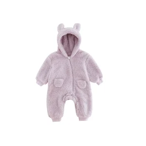 Toddler Baby Outwear Fleece Jumpsuits for 0-2 Years Old Boys and Girls Animal Overall Romper