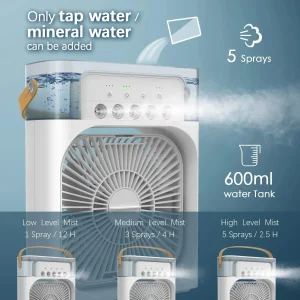 Compact Hydrocooling Air Conditioner Fan with Portable Design for Small Household Rooms