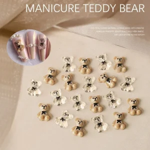 DIY Nail Art Manicure Accessories Bear Shaped Nail Charms Rhinestones Nail Decorations