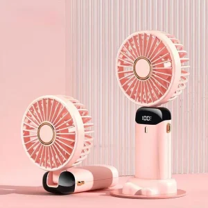 Rechargeable Portable USB Handheld Fan with LED Display Screen and Long-Lasting Battery Life