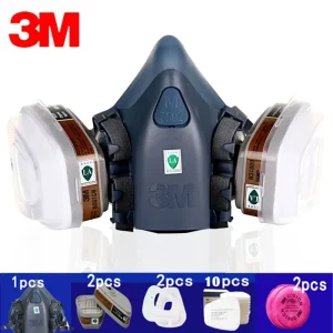 3M 7502 Half Facepiece Respirator Mask for Painting, Spray, and Dust Protection with Reusable Design and Multiple Filter Options