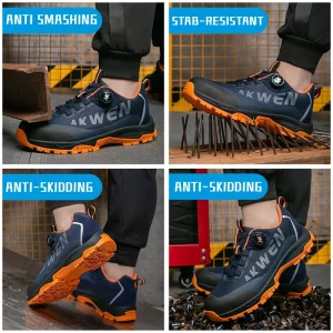 Breathable Steel Toe Safety Boots with Rotary Buckle for Men and Women Working Professionals