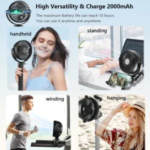 Portable Silent Handheld Fan for Stroller and Dormitory Cooling