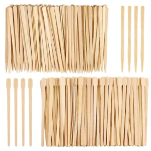 100 Piece Wooden Depilation Stick Set for Face and Body Waxing Hair Removal with Smooth Tongue Depressor and Eyebrow Applicator