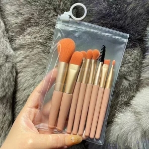 Complete 8pcs Make Up Brush Collection for Flawless Face and Eye Makeup Application, Powder, Foundation, Blush, and Concealer