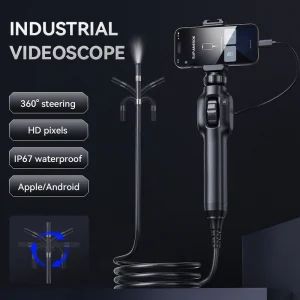 High-Definition 2MP 1080P Type-C Endoscope Camera with 360° Two-Way Rotary Articulation for Industrial Inspection, Car Repair, and Plumbing Applications