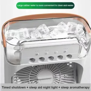 Mini Air Conditioner Fan with Humidifying Function and 7 Colors LED Night Light for Bedroom, Office and Outdoor Activities