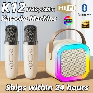 Wireless Bluetooth Karaoke Machine Portable Speaker System with Microphone for Home Family Singing