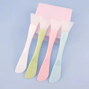 Adjustable Double Head Facial Mask Brush with Silicone Scraper Knife for Smooth Application