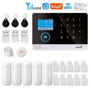 Wi-Fi and GSM Enabled Smart Home Security Alarm System with Touch Screen and Alexa Compatibility