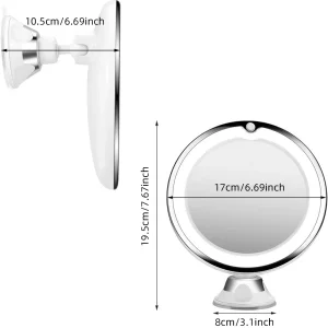 Rechargeable Dry Battery Powered Makeup Table with Flexible LED Lighted 10x Magnifying Mirror and Touch Screen