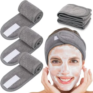 Adjustable Facial Headband for Makeup Application and Skin Care Routines with Soft Bacteriostatic Fabric