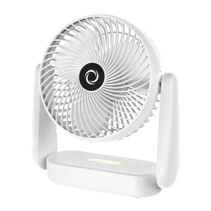 Rechargeable 3 Gear 360 Rotatable Fan with Night Light and Wall Mount Kit for Indoor Use