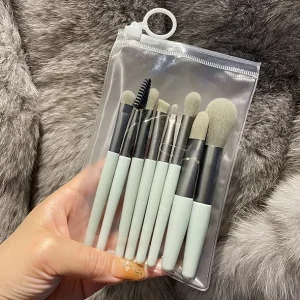 High Quality 8Pcs Makeup Brush Kit Including Loose Powder, Concealer, Eye Shadow and Foundation Brushes for Flawless Makeup