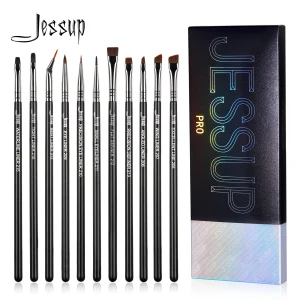 11 Piece Pro Eyeliner Brush Set with Tapered Angled Flat and Ultra Fine Precision Tips for Makeup Artists and Lovers