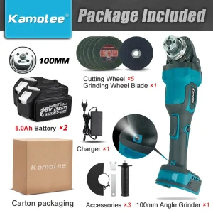 Hochgeschwindigkeits-Schnell-Brushless-Winkel-Schleifer 100MM 3-Gang-Schneid-Werkzeug für 18V Makita-Akku, Kamolee MT Serie M10