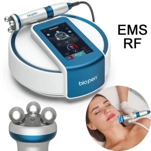 Professional 360 Degree Rotating LED Blue Light Skin Care Device with RF Microcurrent Anti-Aging Facial Lift Massager for Home and Salon Use