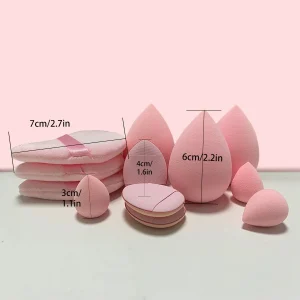 Soft Touch 12pcs Beauty Egg Makeup Sponge Blender Cosmetic Puff Set for Flawless Foundation Application and Makeup Blending