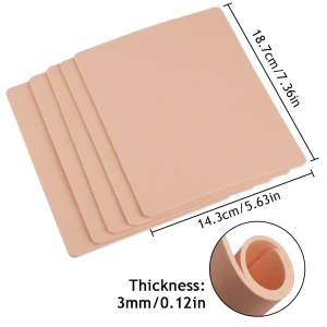 Tattoo Artist Practice Skin 3MM Thick Double Sided Blank Fake Skin for Beginners and Professionals to Improve Tattooing Skills