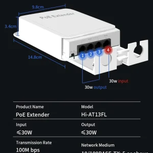 Outdoor Waterproof 4 Port POE Repeater and Switch Extender with 100/1000Mbps Speed for Security IP Camera and IP Phone Systems