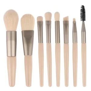 8 Piece Makeup Brush Set for Eye Shadow Foundation Concealer Beauty Cosmetic Tools with Soft Synthetic Bristles and Travel Bag