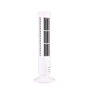 Space-Saving USB Mini Tower Fan with LED Light 2 Gear Speed Bladeless Cooling Fan Electric Vertical Air Conditioner for Small Room and Office