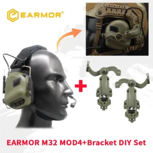 Earmor Tactical Headphones with 360° Rotation Bracket and NATO Standard 7.0 Plug for PTT, Ideal for Hunting and Shooting Sports