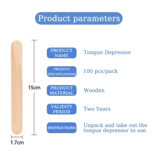 100 Pcs Disposable Wooden Tongue Depressors for Tattoo Waxing Stick and Medical Examination Individually Wrapped in Paper