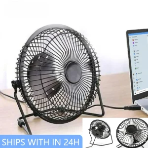 Silent Strong Wind 4-Inch USB Mini Desk Fan with Metal Blades and 360 Degree Adjustable Rotation for Home Office Use