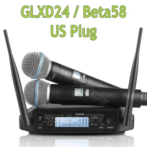 GLXD24 Beta58 2-Channel Wireless Microphone System for Karaoke, Stage Shows and Home Entertainment with UHF Dynamic Handheld Mics