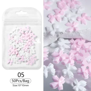 Pink Bow Tie Nail Decorations Accessories for Nail Art Design and DIY Supplies