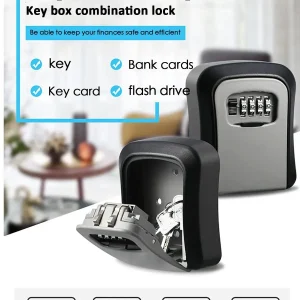 Combination Lock Box with 4 Digit Password for 5 Keys Storage, Waterproof and Wall Mounted Key Keeper for Home or Office