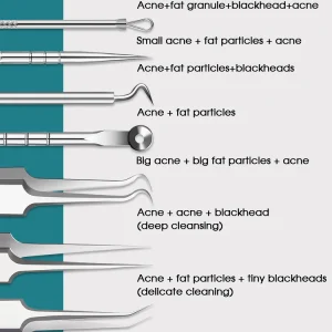 Acne Treatment Tool Kit with Super Fine Cell Clips and Tweezers for Effective Blackhead and Whitehead Removal
