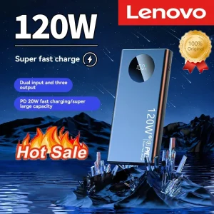 Lenovo 50000mAh High Capacity Portable Power Bank with 120W Super Fast Charging for Xiaomi iPhone and Other Mobile Devices