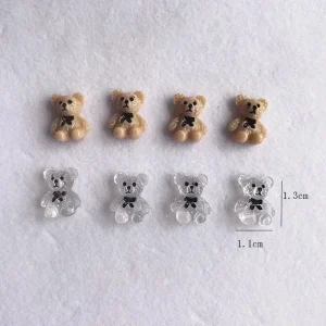 10 Pieces Mini Bear Shaped Nail Art Charms Rhinestone Accessories for DIY Nail Art Designs and Manicure Decorations